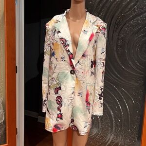 SHEIN Multicolor Abstract Blazer